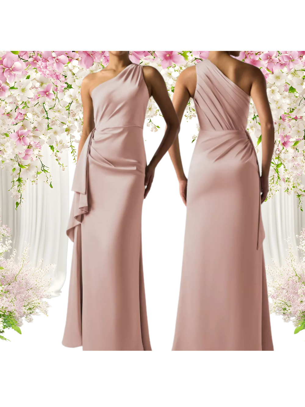 AW BRIDAL 8 M pearl pink satin  Leighton gala formal party maxi dress NEW 0B13